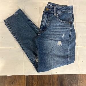 Kids dark wash with a little fading, jeans